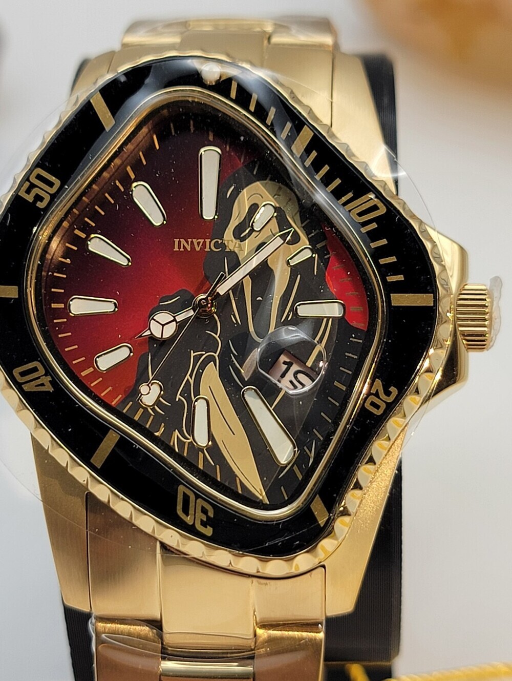 NWT Invicta Gold Black 50546 Artist SURREAL Quartz Watch 40mm Red Gradient Dial